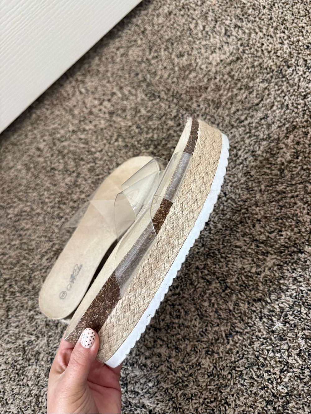 Clear Strap Platform Espadrille Slide - Neutral